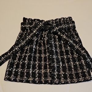 SHEIN Black and White Plaid Mini Skirt